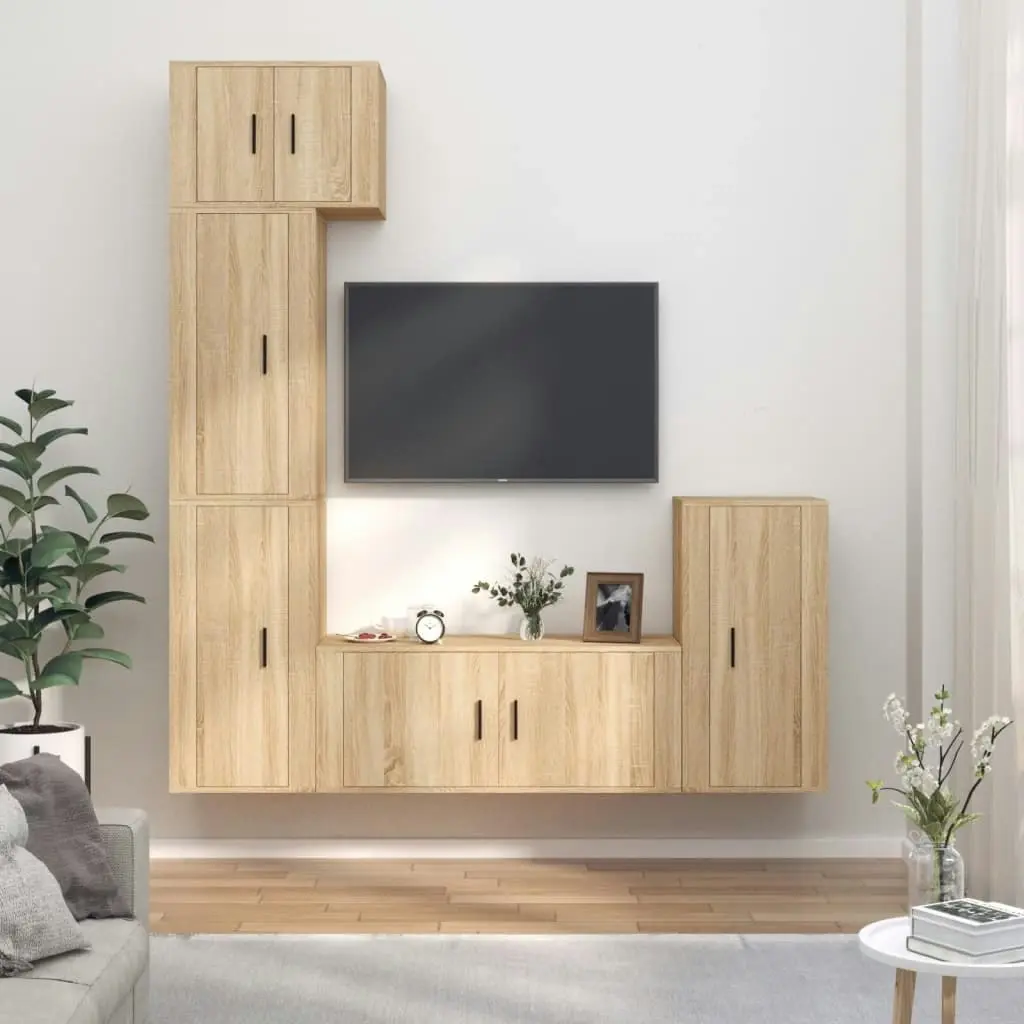 5 Piece TV Cabinet Set Sonoma Oak Engineered Wood 3188617