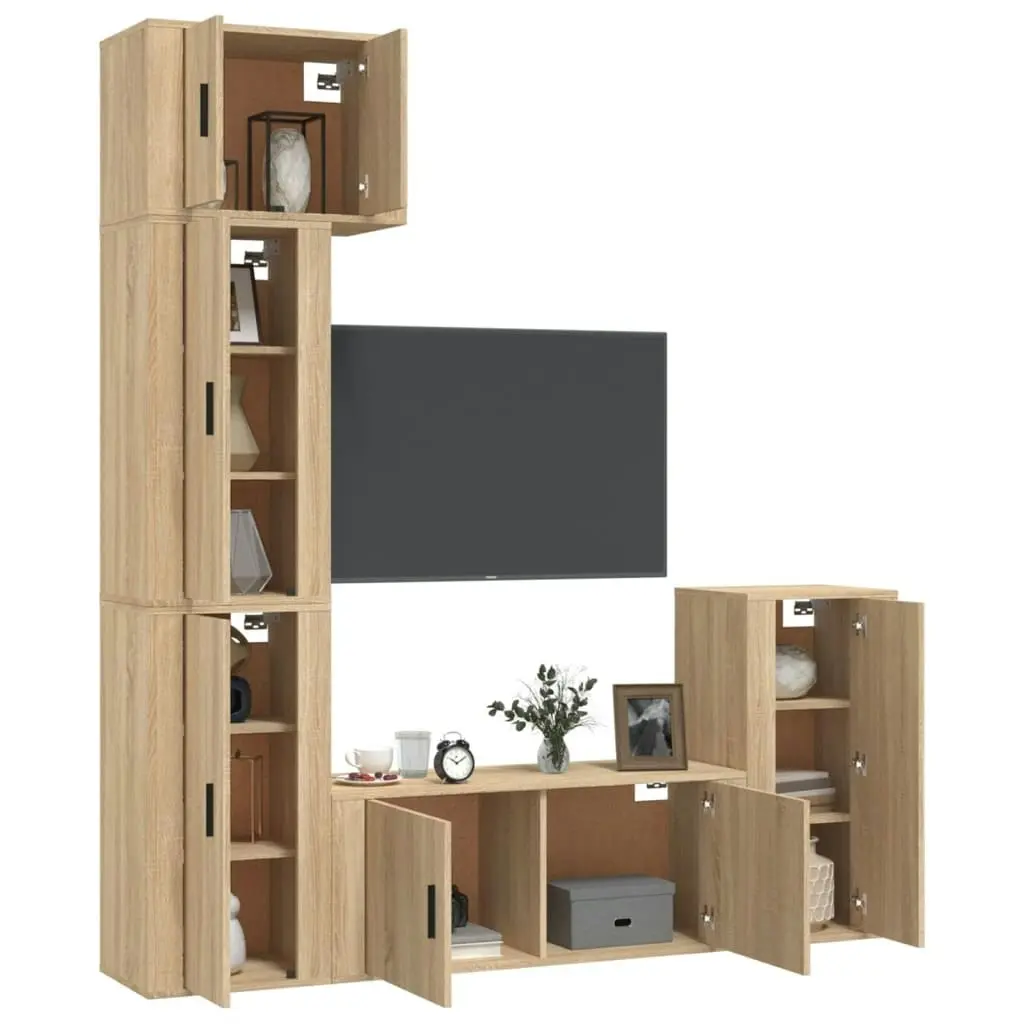 5 Piece TV Cabinet Set Sonoma Oak Engineered Wood 3188617