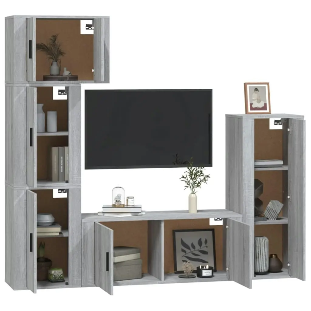 5 Piece TV Cabinet Set Grey Sonoma Engineered Wood 3188812