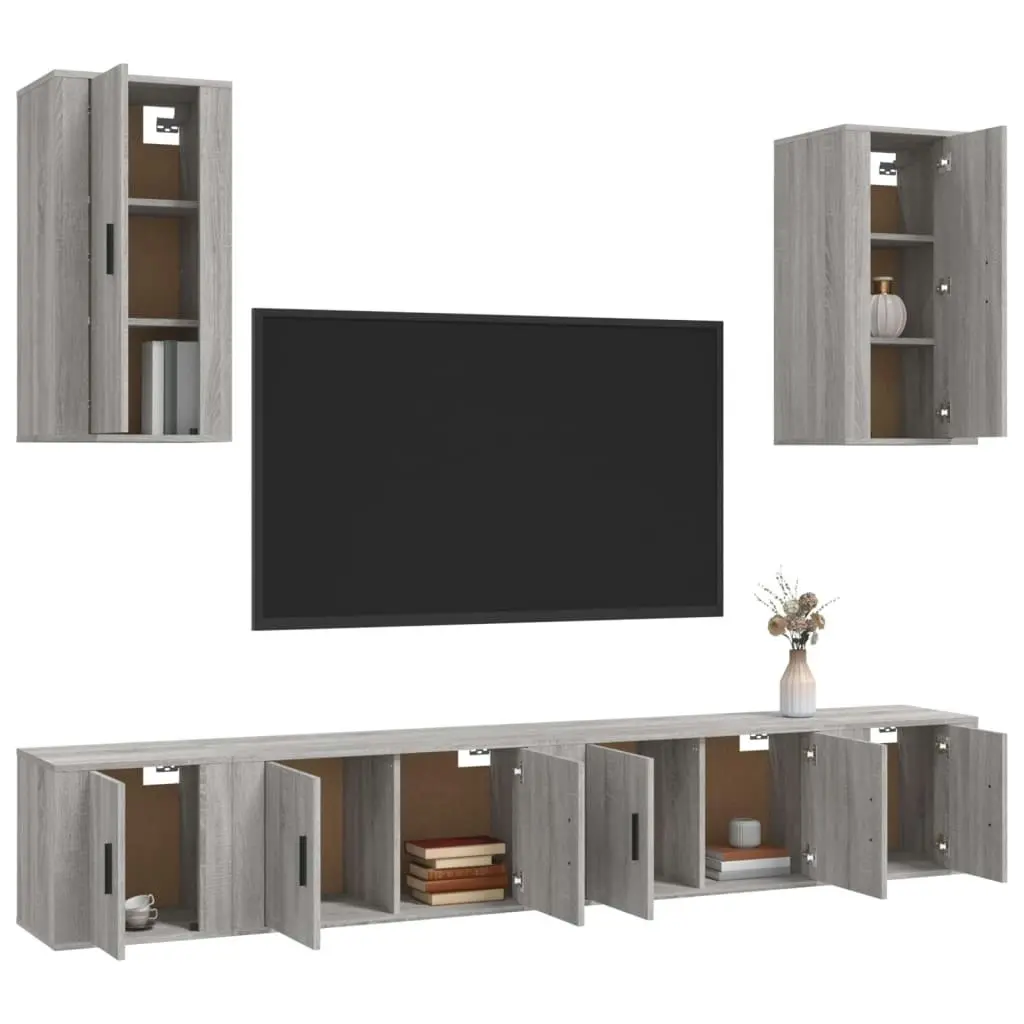 6 Piece TV Cabinet Set Grey Sonoma Engineered Wood 3188692