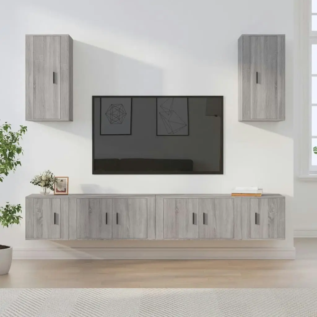 6 Piece TV Cabinet Set Grey Sonoma Engineered Wood 3188692