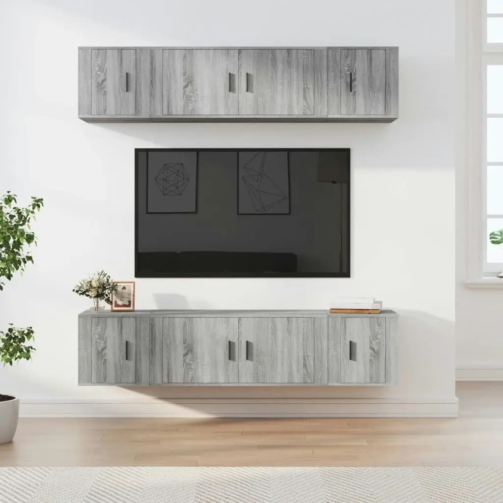 6 Piece TV Cabinet Set Grey Sonoma Engineered Wood 3188660