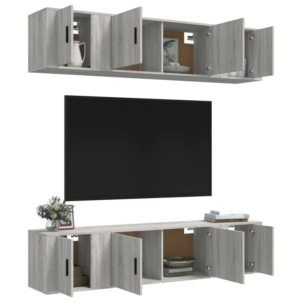 6 Piece TV Cabinet Set Grey Sonoma Engineered Wood 3188660