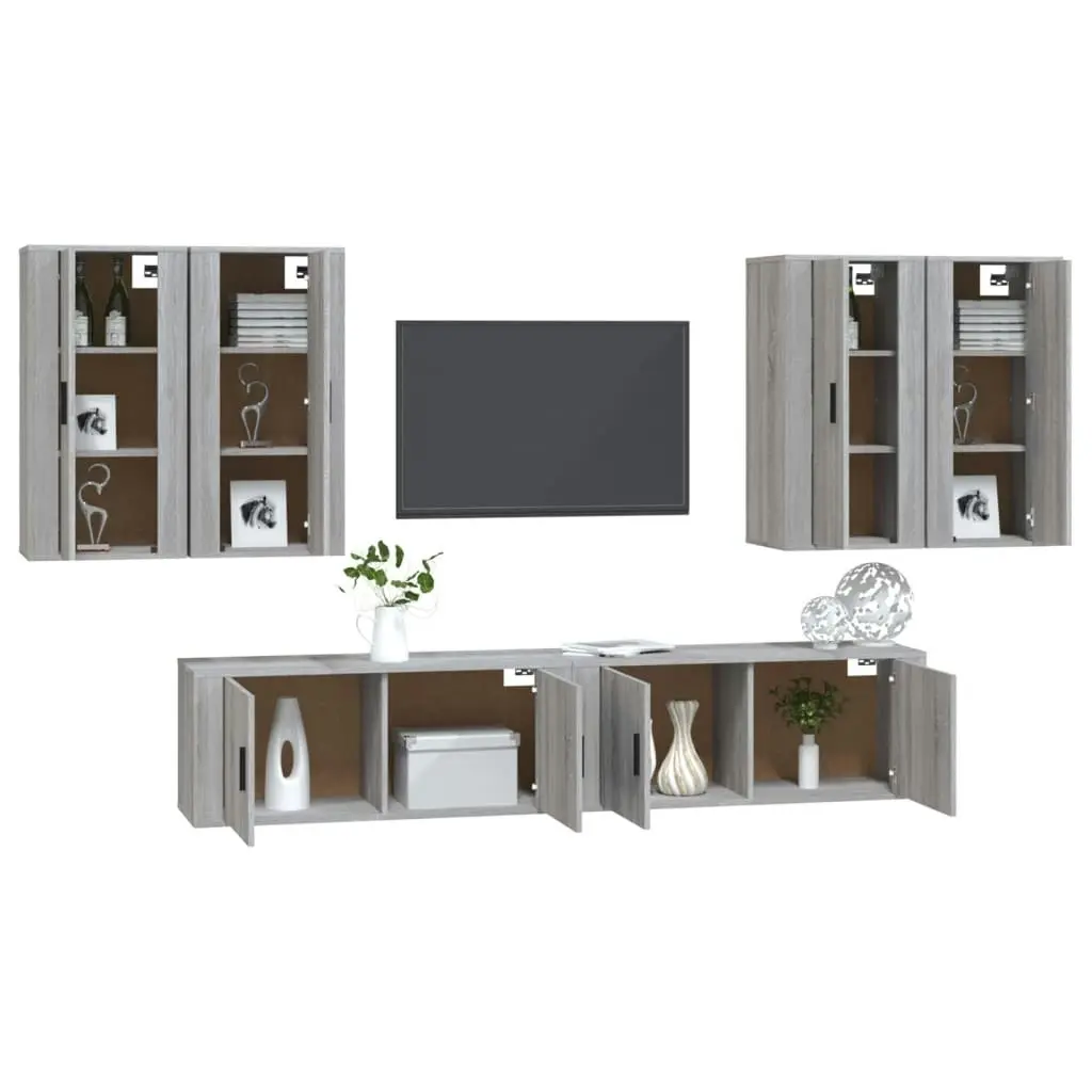 6 Piece TV Cabinet Set Grey Sonoma Engineered Wood 3188716