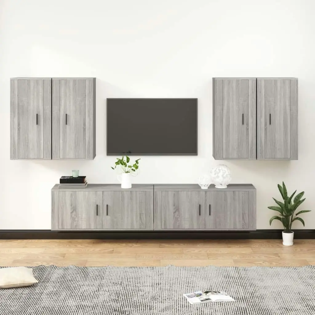 6 Piece TV Cabinet Set Grey Sonoma Engineered Wood 3188716