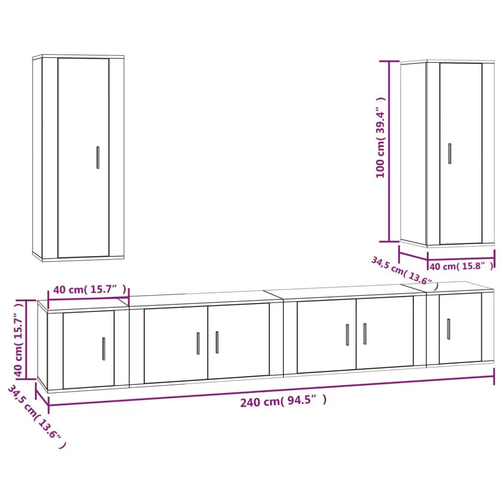 6 Piece TV Cabinet Set Grey Sonoma Engineered Wood 3188844