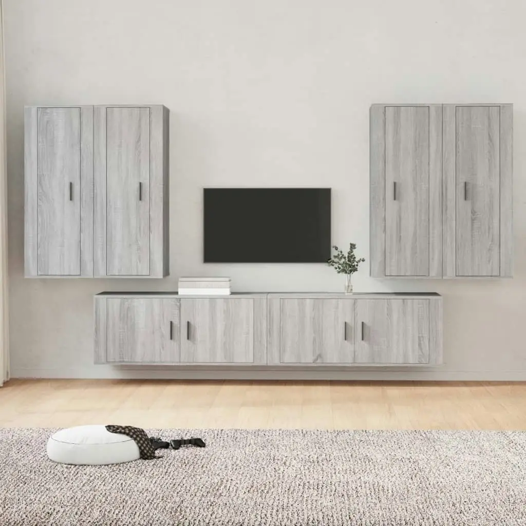 6 Piece TV Cabinet Set Grey Sonoma Engineered Wood 3188868