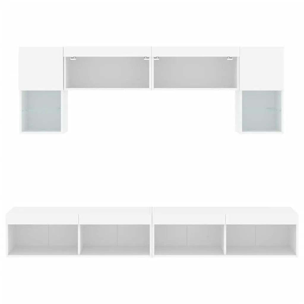 6 Piece TV Wall Units with LED White Engineered Wood 3216704