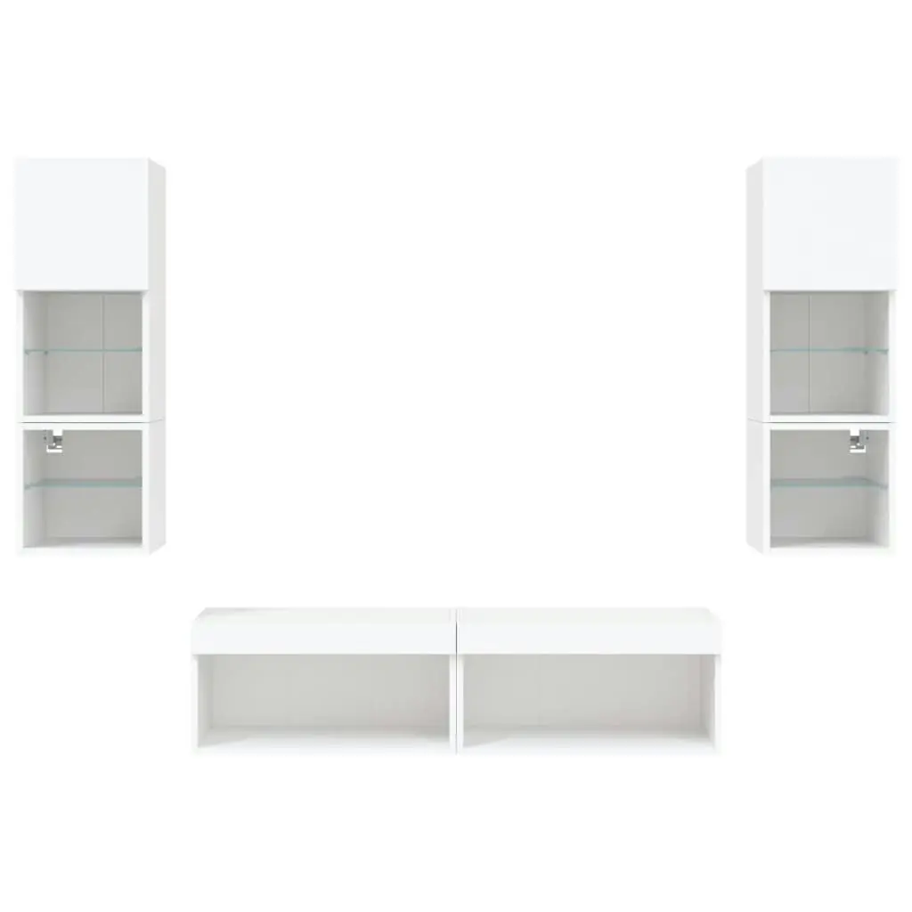 6 Piece TV Wall Units with LED White Engineered Wood 3216615