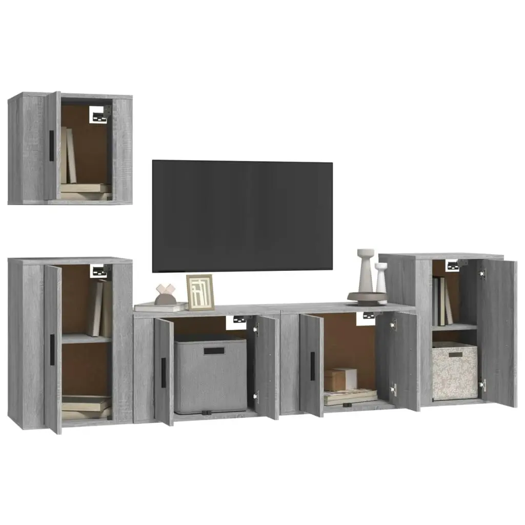 5 Piece TV Cabinet Set Grey Sonoma Engineered Wood 3188564