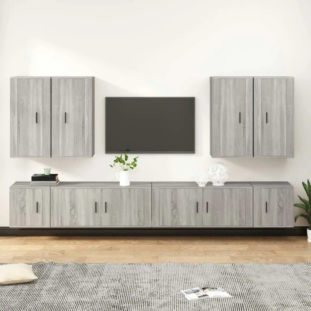 8 Piece TV Cabinet Set Grey Sonoma Engineered Wood 3188708