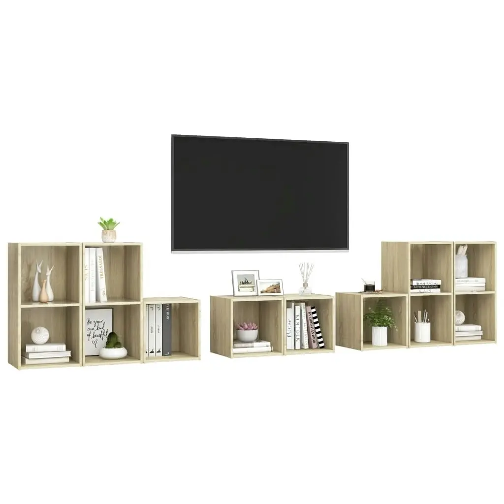 8 Piece TV Cabinet Set Sonoma Oak Engineered Wood 3080063