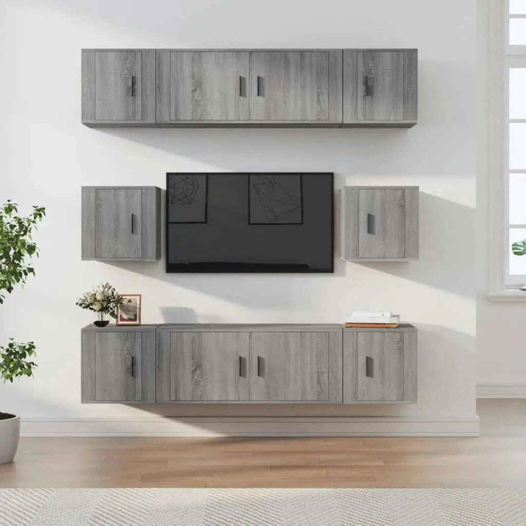 8 Piece TV Cabinet Set Grey Sonoma Engineered Wood 3188676