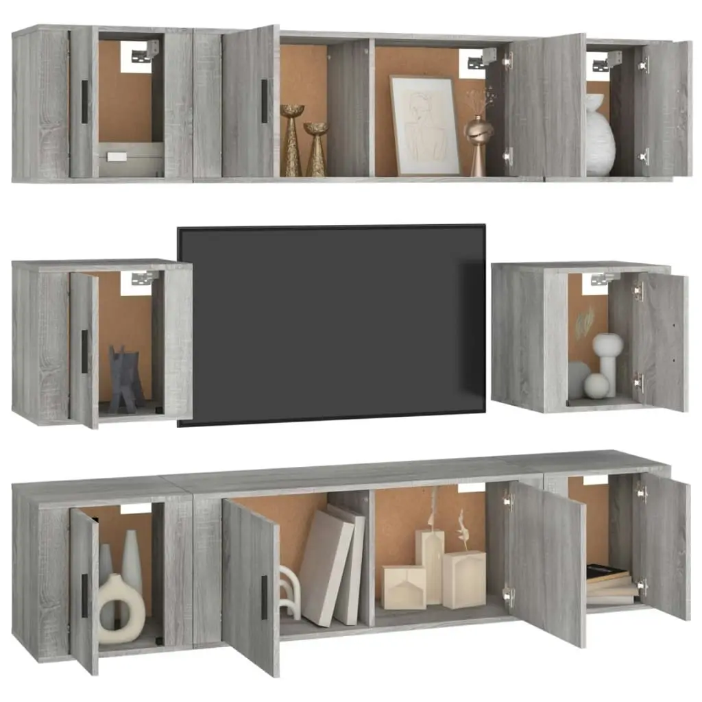 8 Piece TV Cabinet Set Grey Sonoma Engineered Wood 3188676