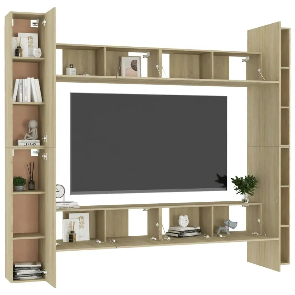 8 Piece TV Cabinet Set Sonoma Oak Engineered Wood 3078966