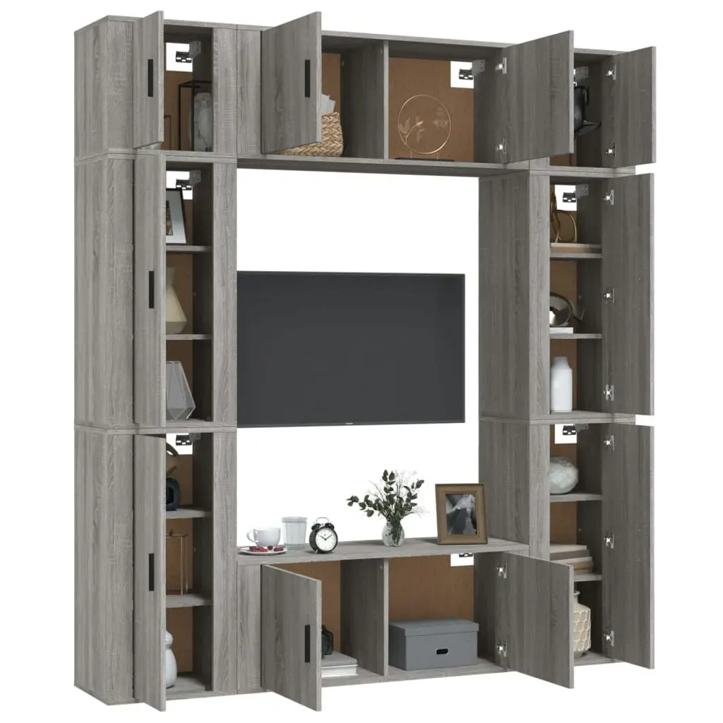 8 Piece TV Cabinet Set Grey Sonoma Engineered Wood 3188644