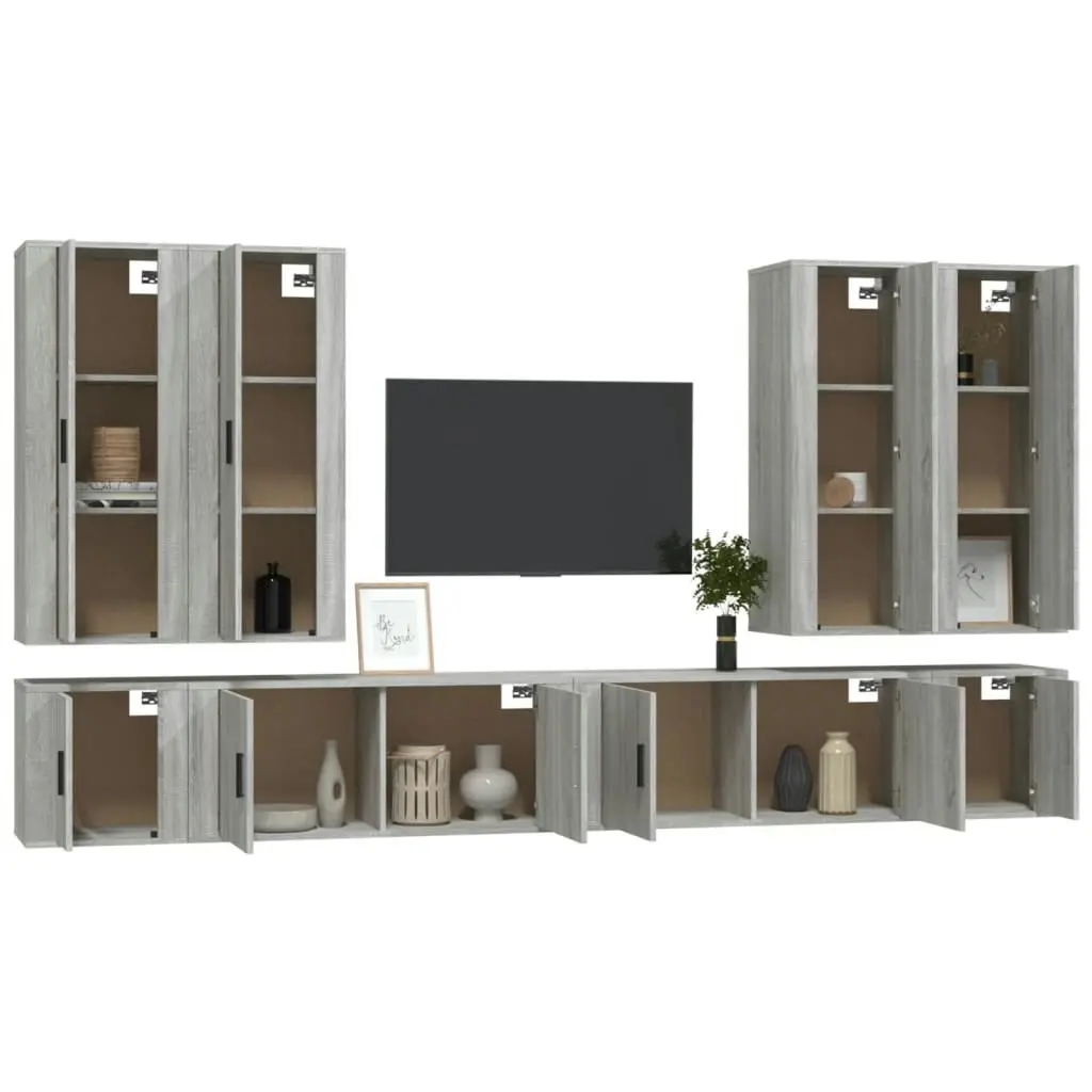 8 Piece TV Cabinet Set Grey Sonoma Engineered Wood 3188860