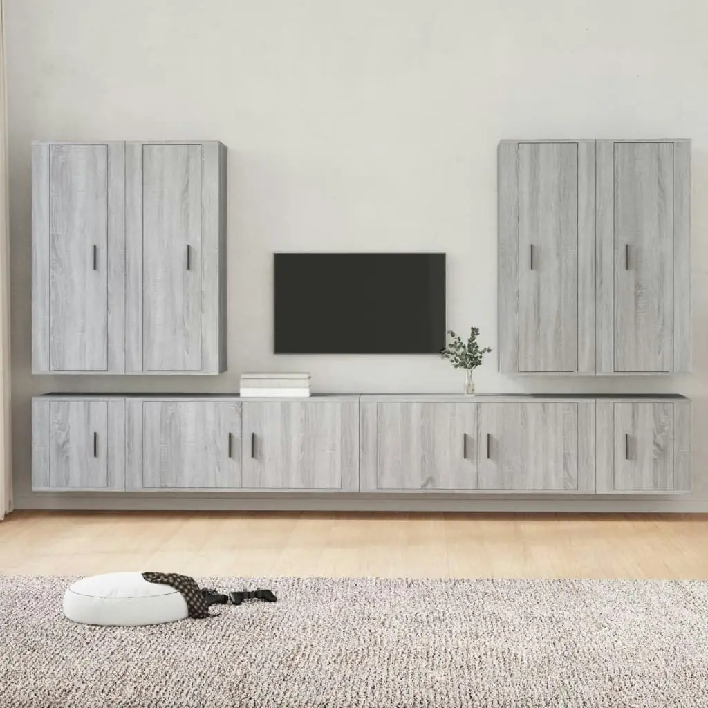 8 Piece TV Cabinet Set Grey Sonoma Engineered Wood 3188860