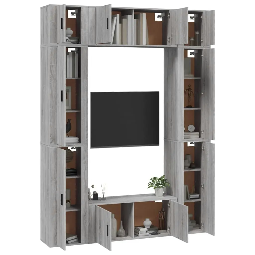 8 Piece TV Cabinet Set Grey Sonoma Engineered Wood 3188820