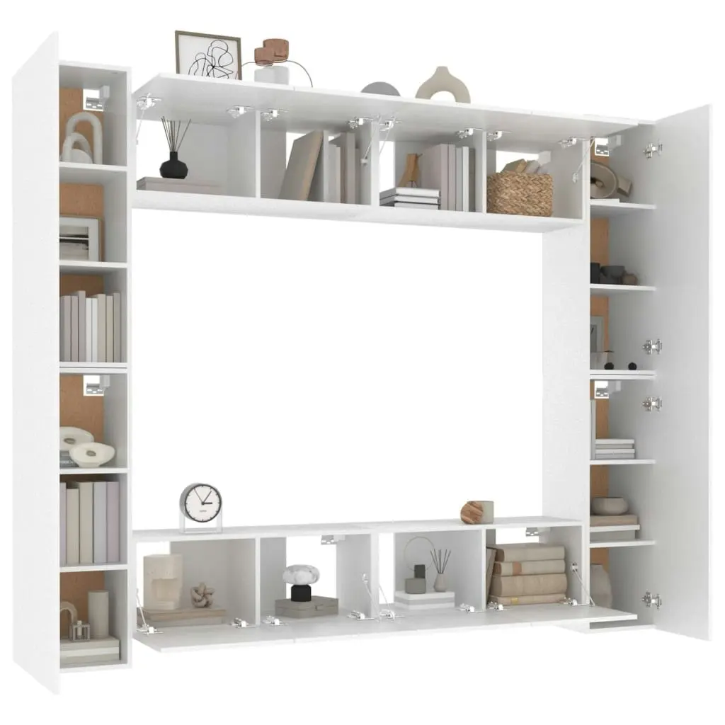 8 Piece TV Cabinet Set White Engineered Wood 3114230