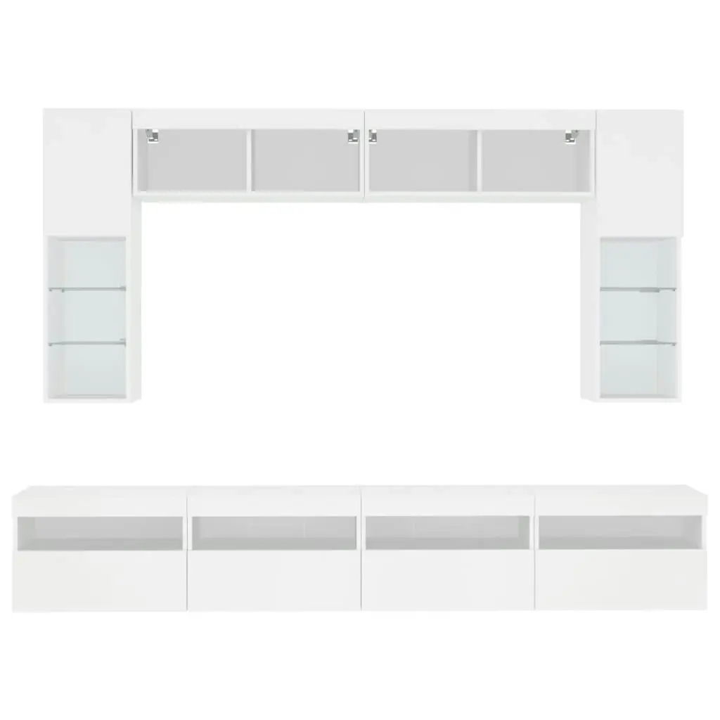 8 Piece TV Wall Cabinet Set with LED Lights White 3216764