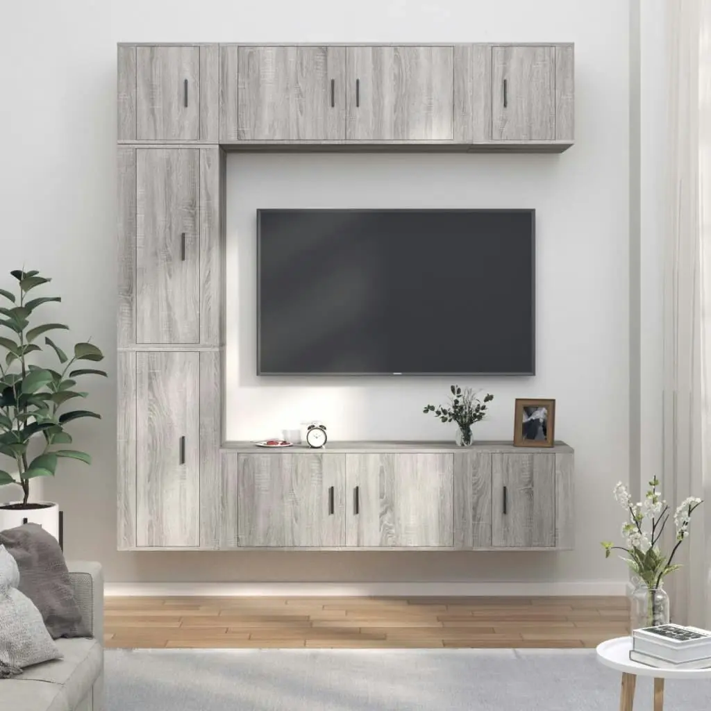 7 Piece TV Cabinet Set Grey Sonoma Engineered Wood 3188652