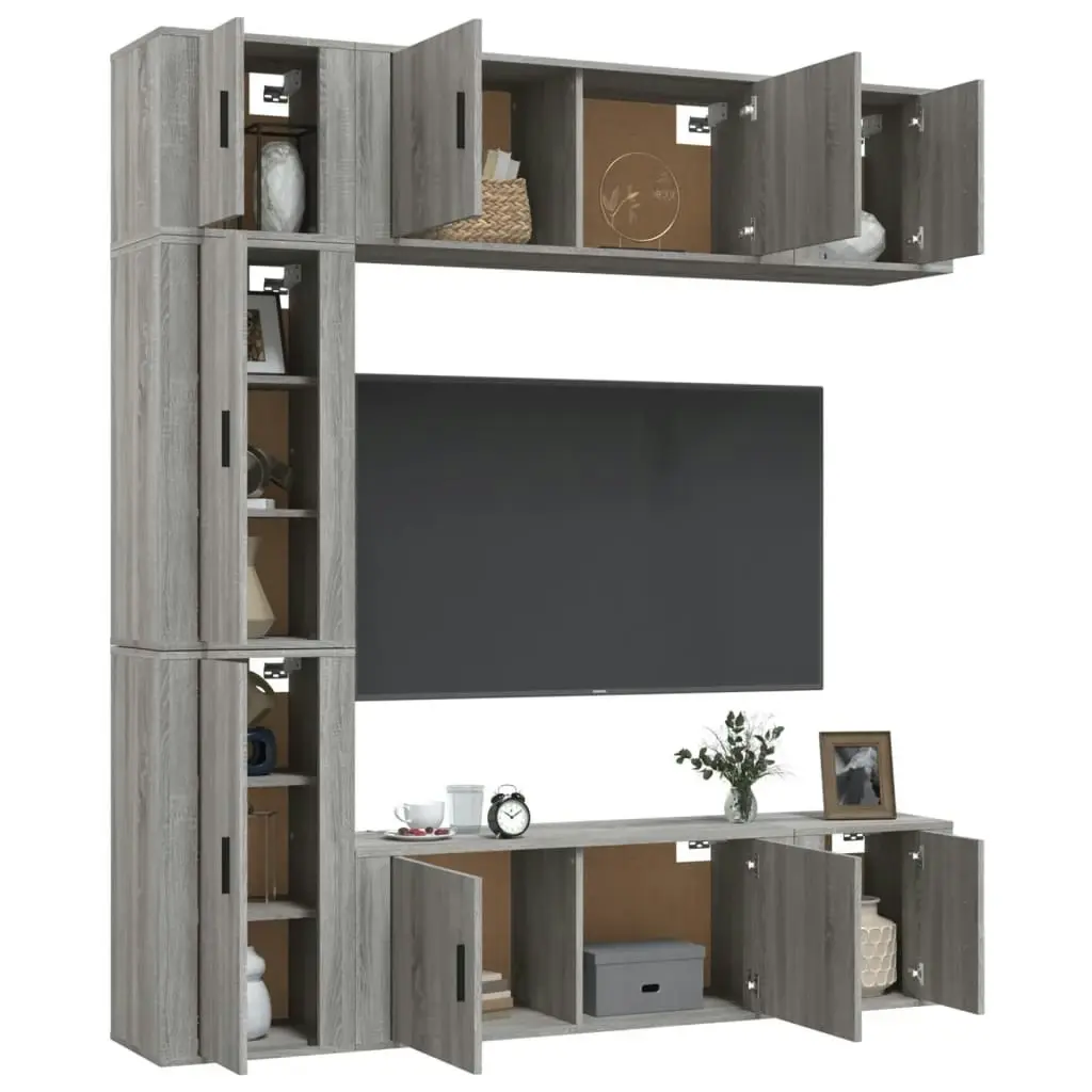 7 Piece TV Cabinet Set Grey Sonoma Engineered Wood 3188652