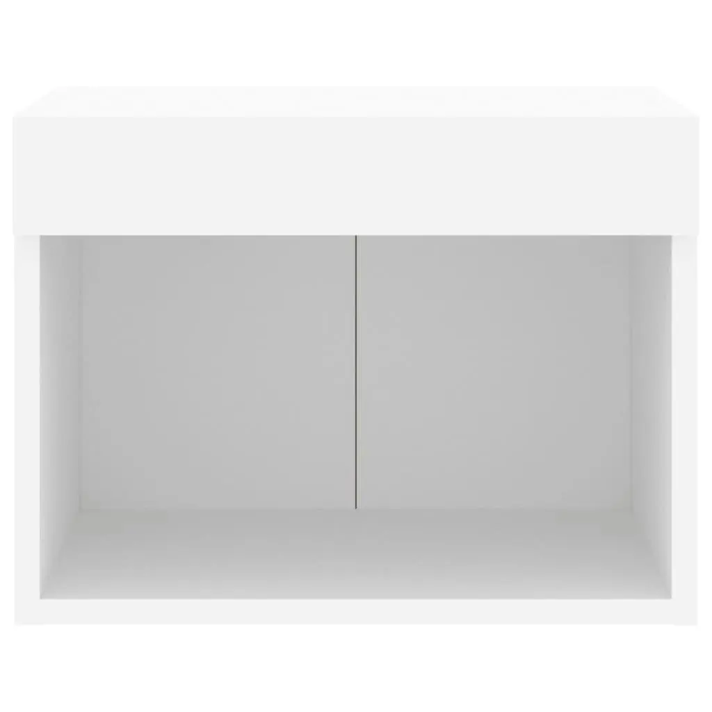 Bedside Cabinets with LED Lights Wall-mounted 2 pcs White 837114