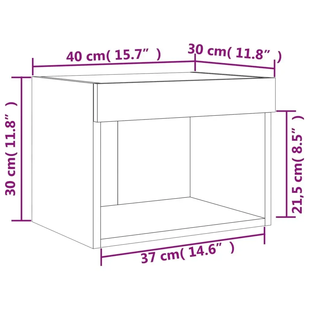 Bedside Cabinets with LED Lights Wall-mounted 2 pcs White 837114