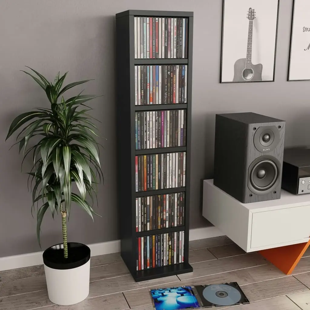 CD Cabinet Black 21x20x88 cm Engineered Wood 800352