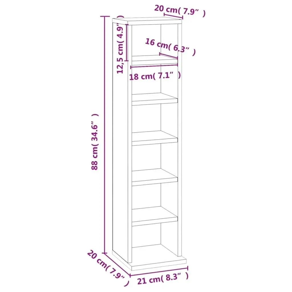 CD Cabinet Grey Sonoma 21x20x88 cm Engineered Wood 815073