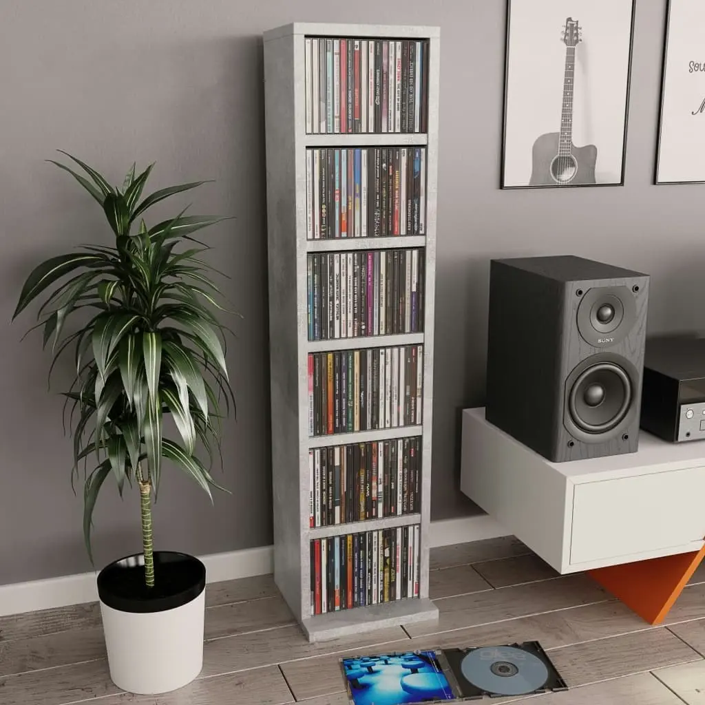 CD Cabinet Concrete Grey 21x20x88 cm Engineered Wood 800355