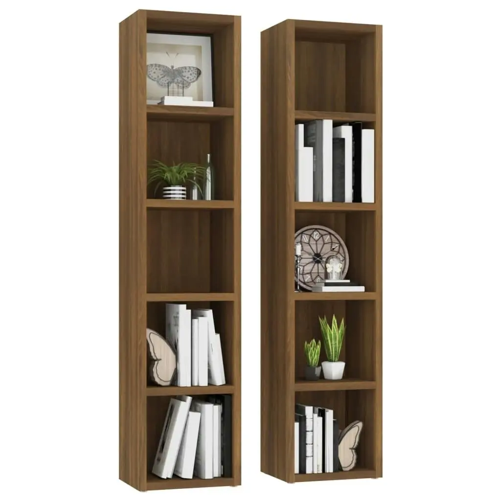 CD Cabinets 2 pcs Brown Oak 21x16x93.5 cm Engineered Wood 815320