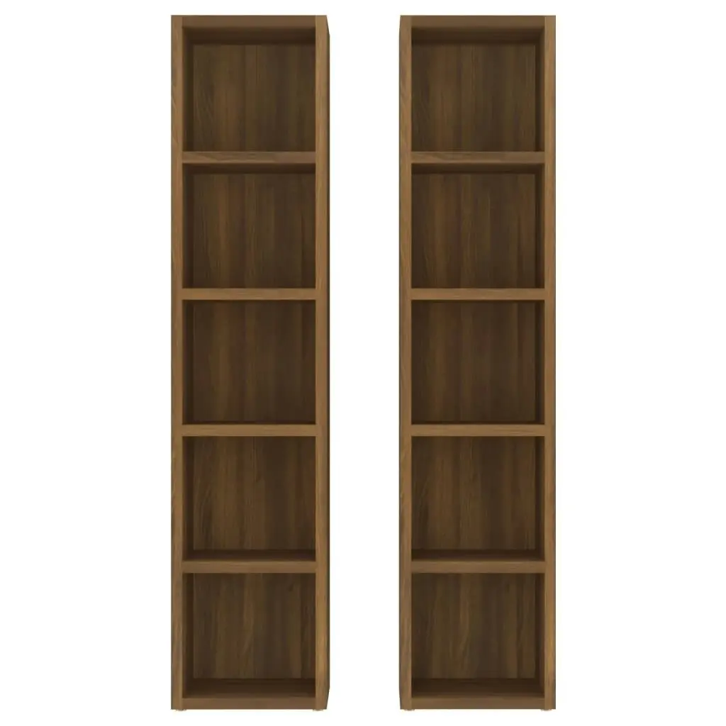 CD Cabinets 2 pcs Brown Oak 21x16x93.5 cm Engineered Wood 815320