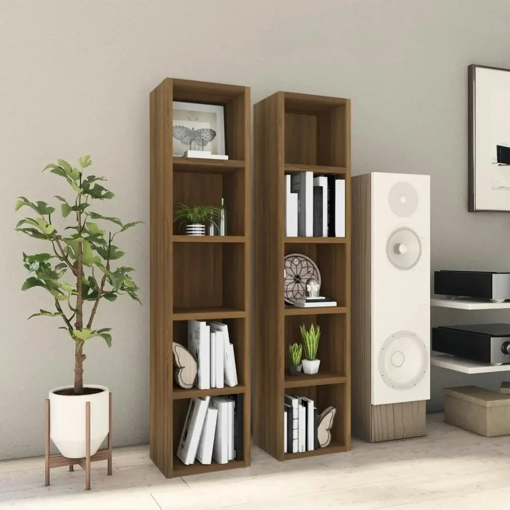 CD Cabinets 2 pcs Brown Oak 21x16x93.5 cm Engineered Wood 815320