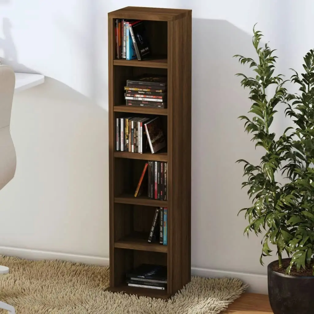 CD Cabinet Brown Oak 21x20x88 cm Engineered Wood 815074