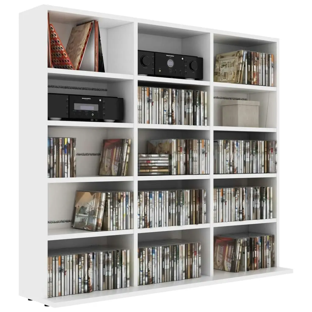 CD Cabinet White 102x23x89.5 cm Engineered Wood 801787