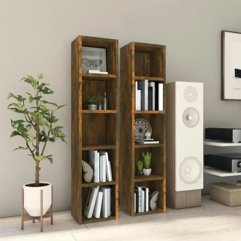 CD Cabinets 2 pcs Smoked Oak 21x16x93.5 cm Engineered Wood 815318