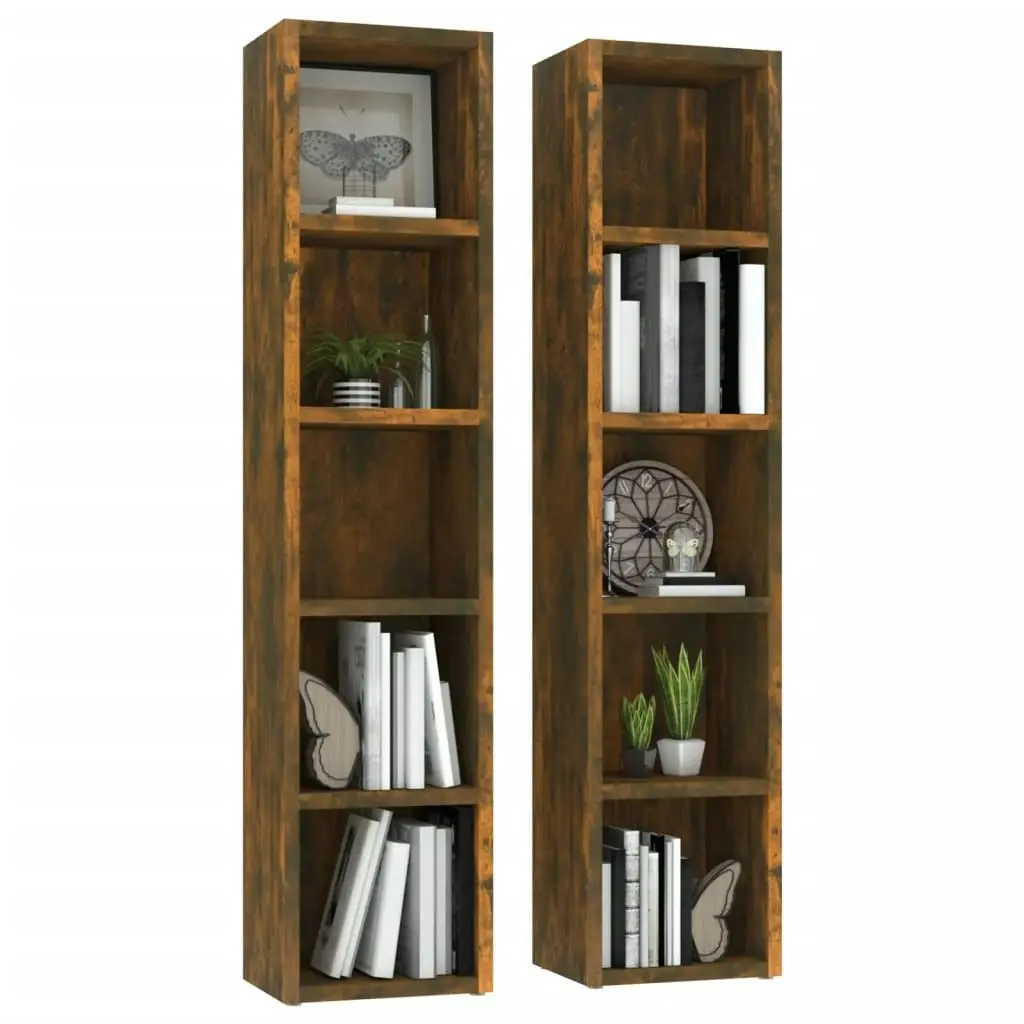 CD Cabinets 2 pcs Smoked Oak 21x16x93.5 cm Engineered Wood 815318