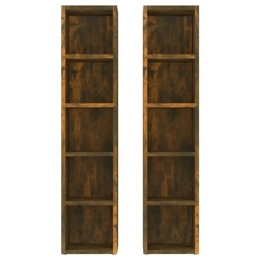 CD Cabinets 2 pcs Smoked Oak 21x16x93.5 cm Engineered Wood 815318