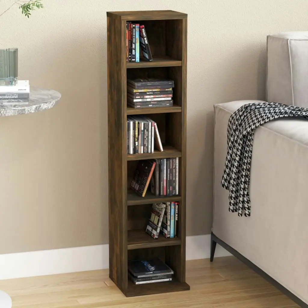 CD Cabinet Smoked Oak 21x20x88 cm Engineered Wood 815072