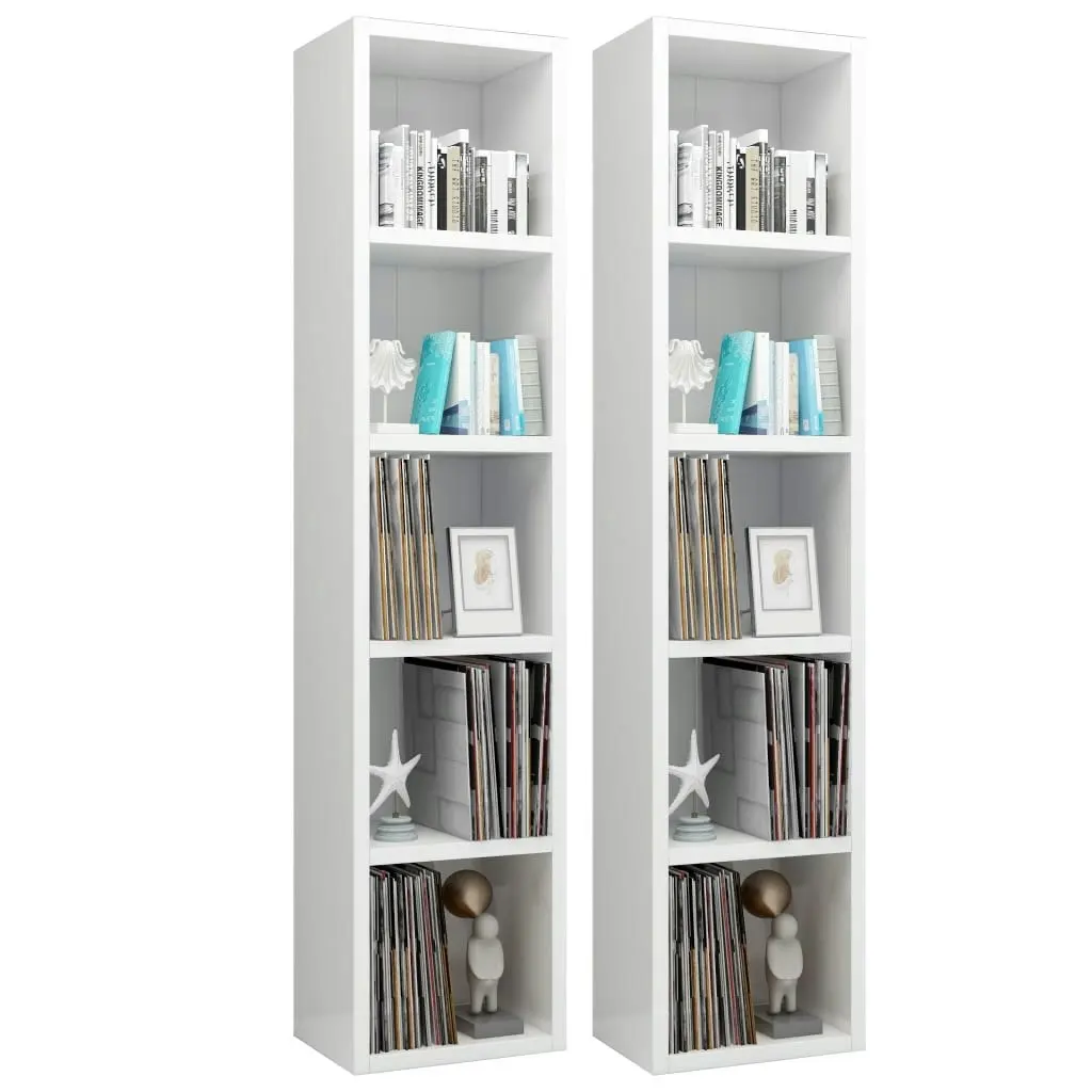 CD Cabinets 2 pcs High Gloss White 21x16x93.5 cm Engineered Wood 802702