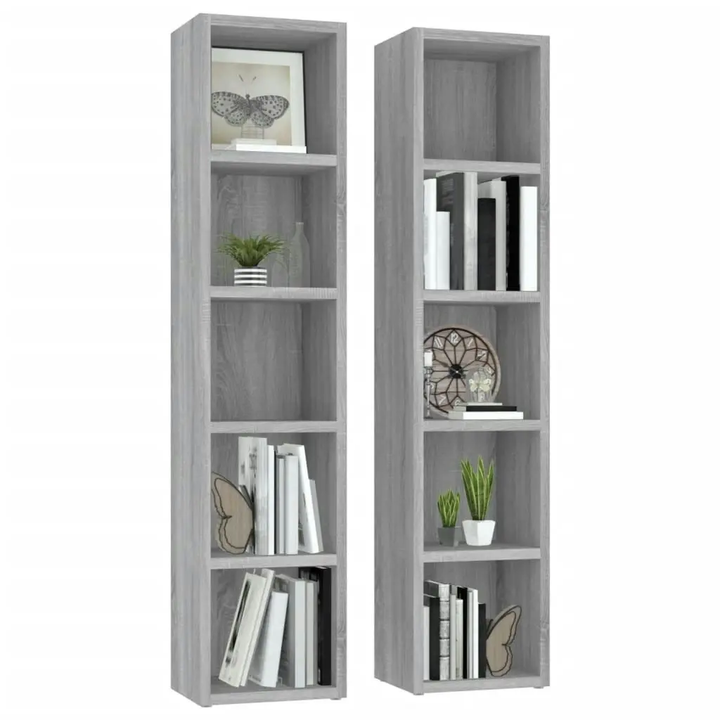 CD Cabinets 2 pcs Grey Sonoma 21x16x93.5 cm Engineered Wood 815319