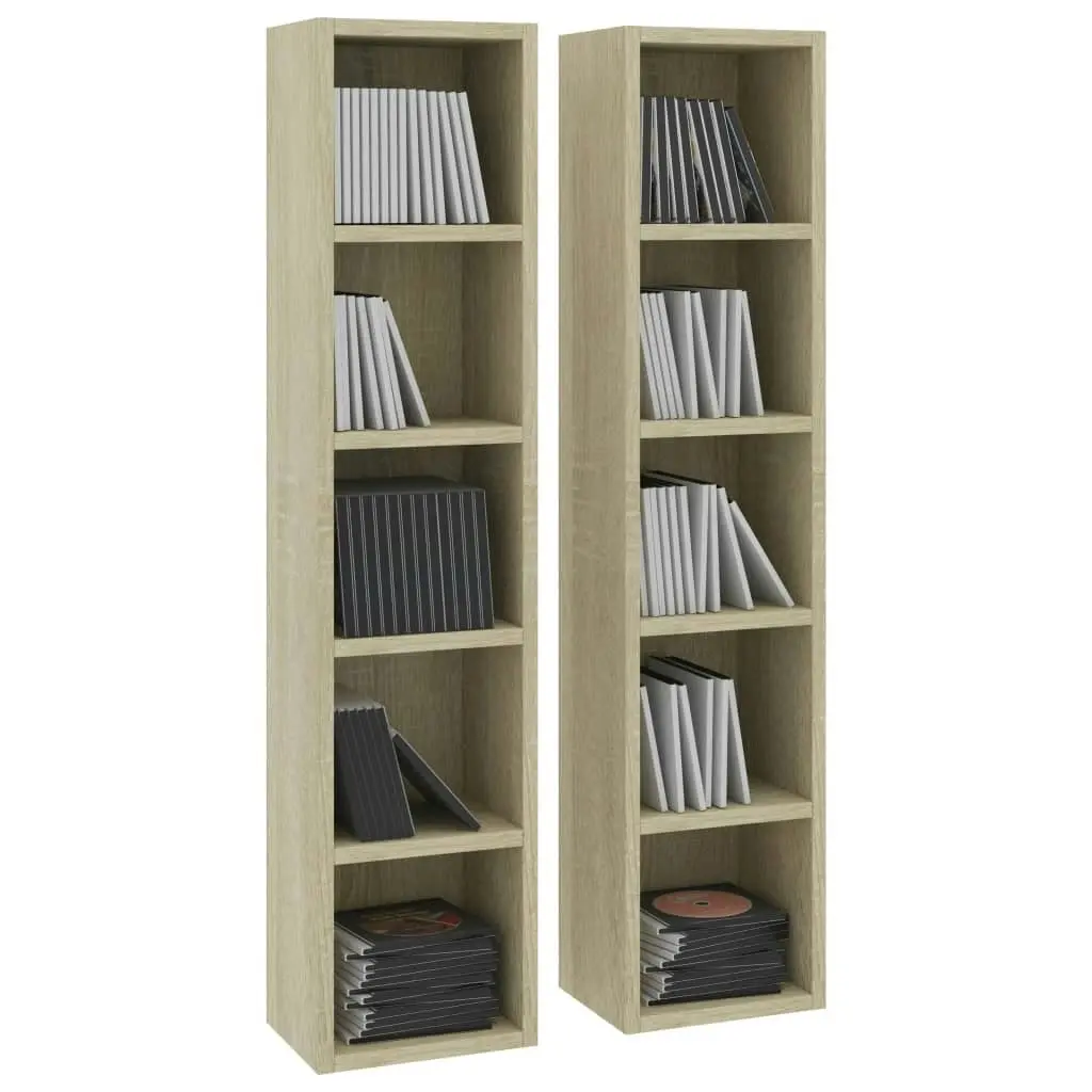 CD Cabinets 2 pcs Sonoma Oak 21x16x93.5 cm Engineered Wood 802699