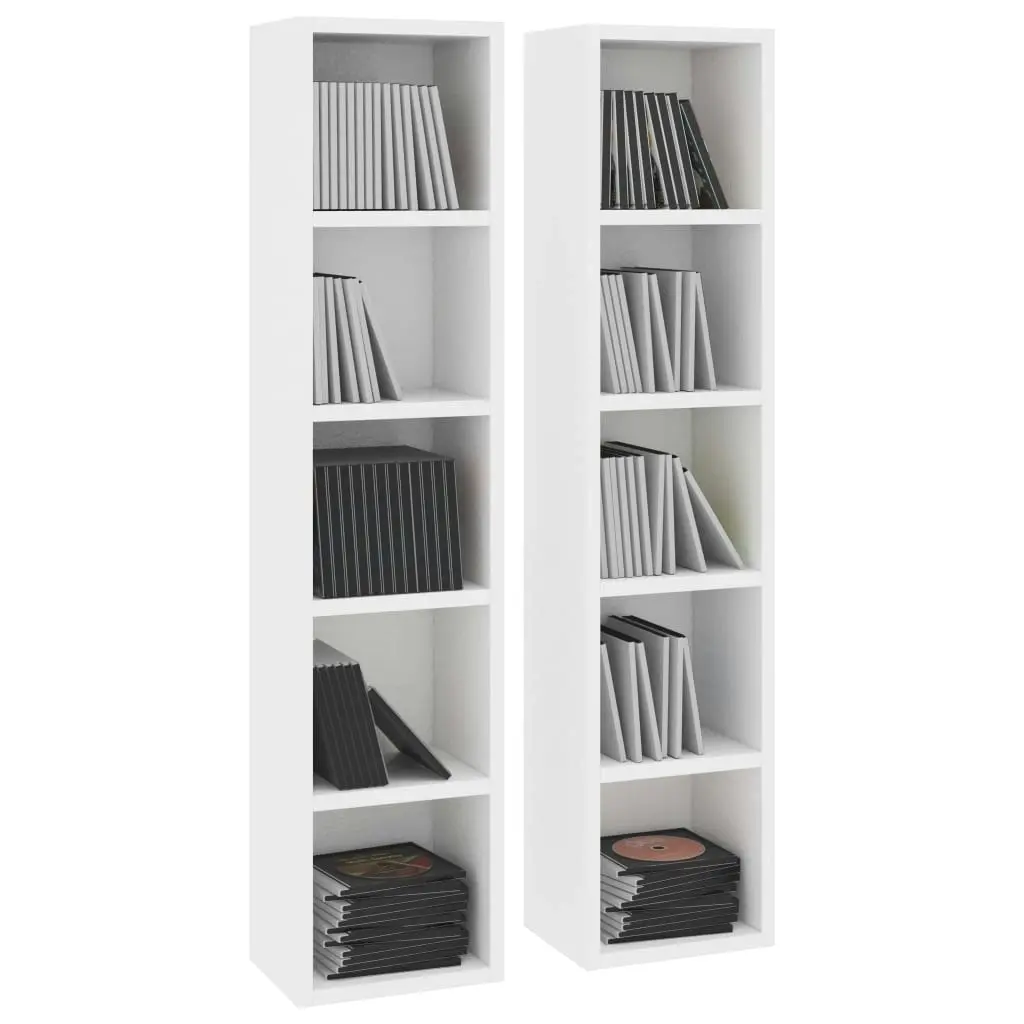 CD Cabinets 2 pcs White 21x16x93.5 cm Engineered Wood 802696