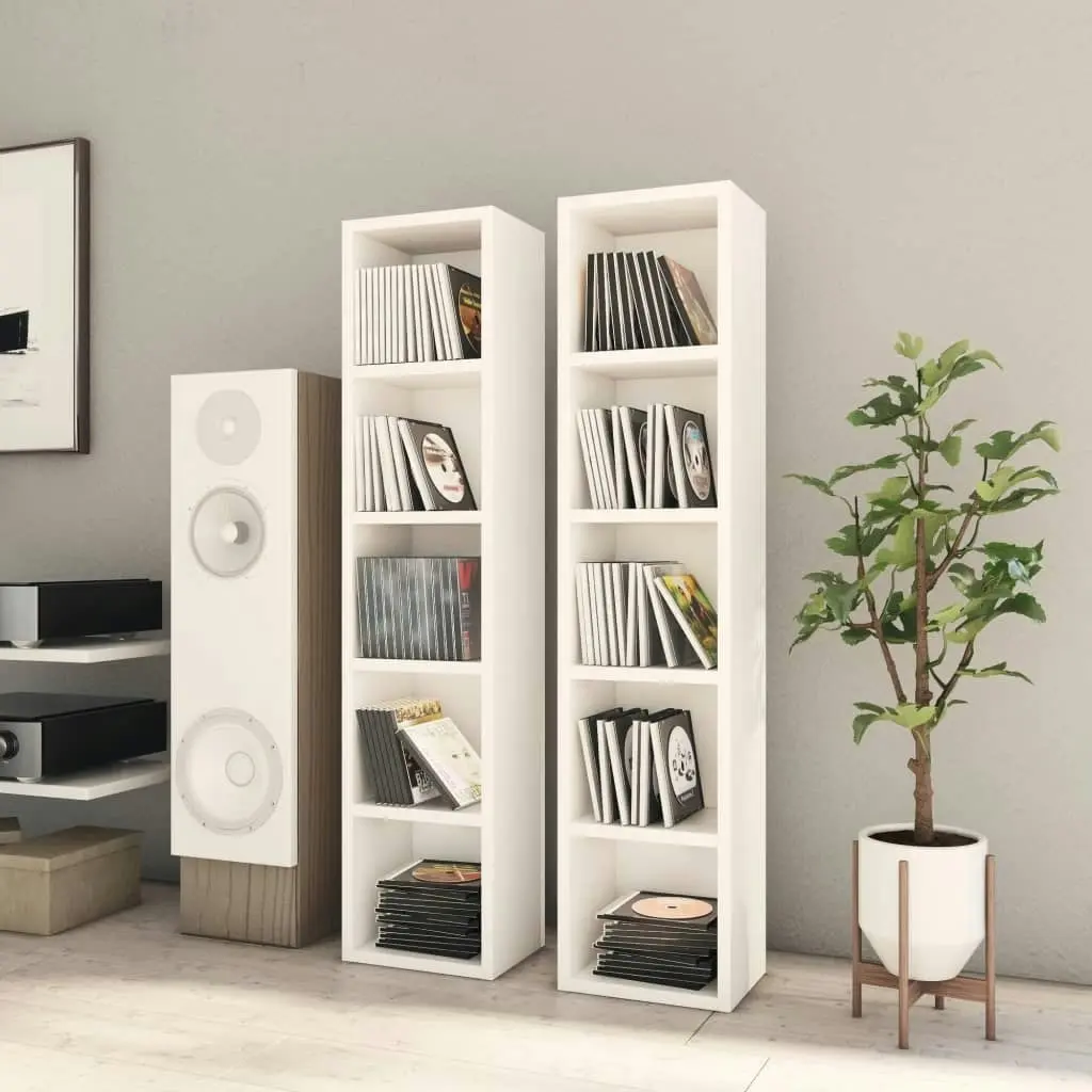 CD Cabinets 2 pcs White 21x16x93.5 cm Engineered Wood 802696