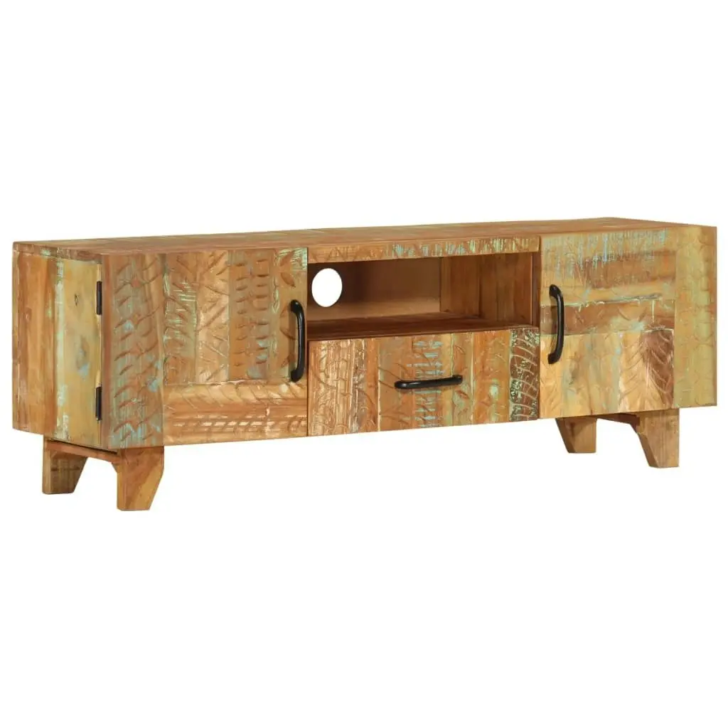 Hand Carved TV Cabinet 120x30x40 cm Solid Reclaimed Wood 247909