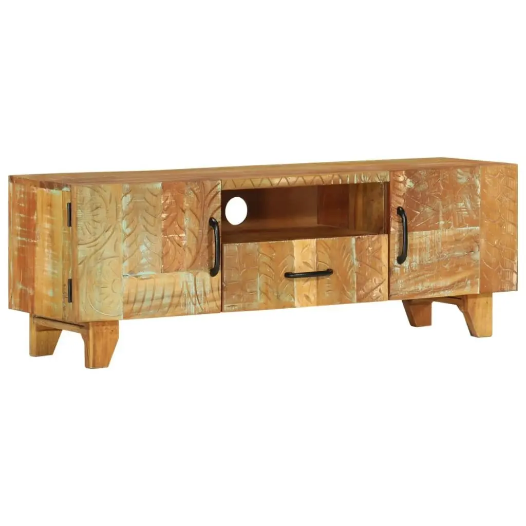 Hand Carved TV Cabinet 120x30x40 cm Solid Reclaimed Wood 247909