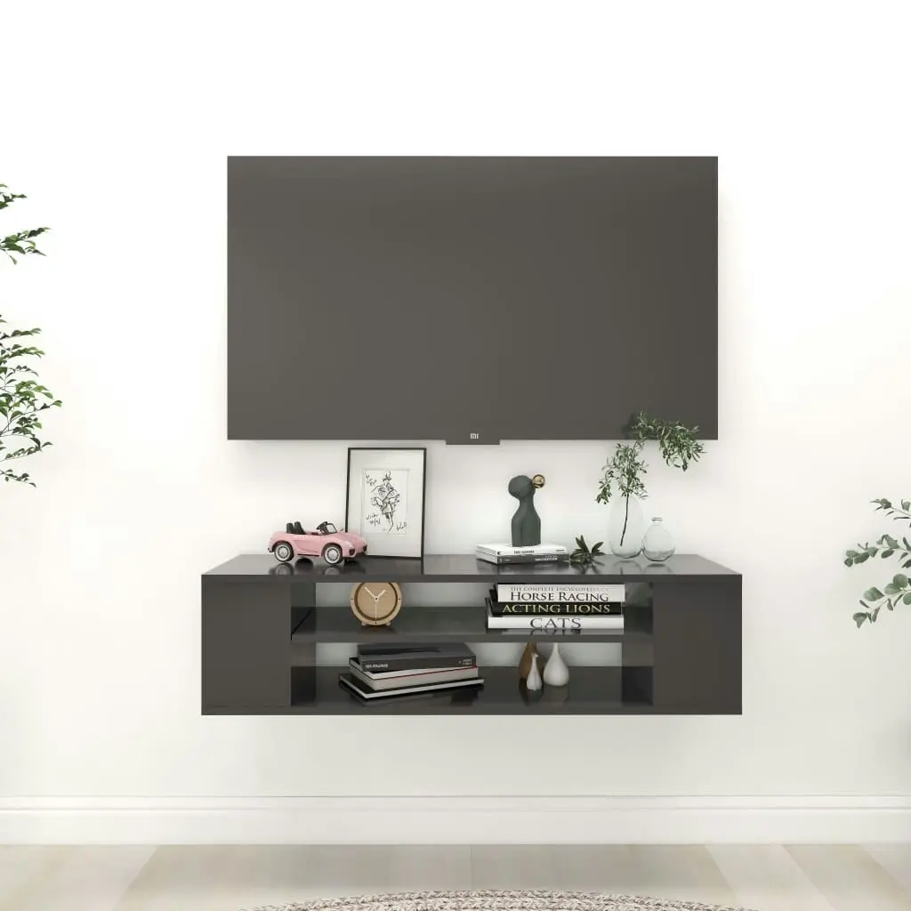 Hanging TV Cabinet Grey 100x30x26.5 cm Engineered Wood 806231