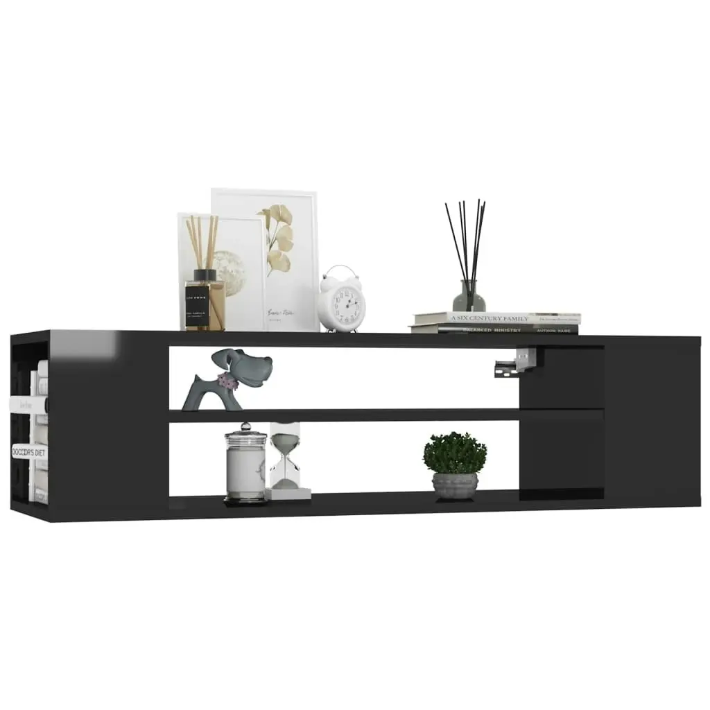 Hanging TV Cabinet High Gloss Black 100x30x26.5 cm Engineered Wood 806236